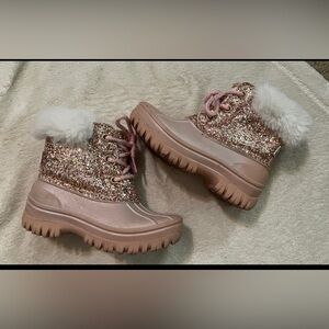 London Fog kids boot size 11 Cold Commander Boots in Pink with glitter Youth 11